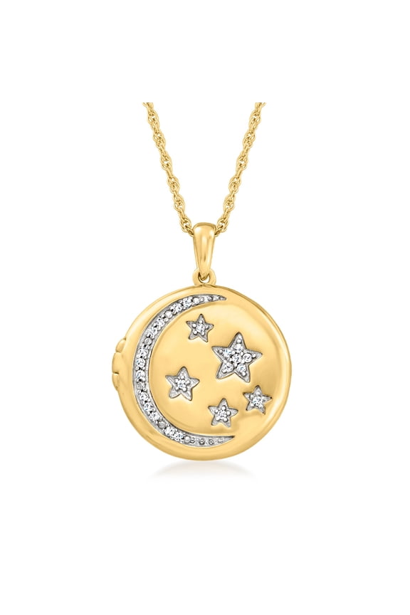 0.10 ct. t.w. Diamond Celestial Locket Necklace in 18kt Gold Over Sterling, Women's, Adult