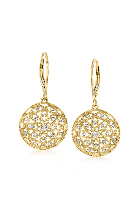 0.10 ct. t.w. Diamond Circle Drop Earrings in 18kt Gold Over Sterling, Women's, Adult