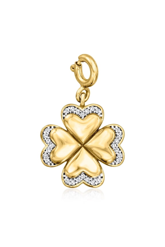 0.10 ct. t.w. Diamond Clover Charm in 18kt Gold Over Sterling, Women's, Adult