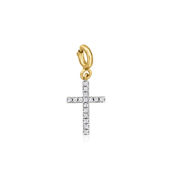 Ross-Simons 0.10 ct. t.w. Diamond Cross Charm in 18kt Gold Over Sterling, Women's, Adult