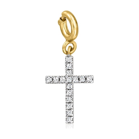 Ross-Simons 0.10 ct. t.w. Diamond Cross Charm in 18kt Gold Over Sterling, Women's, Adult