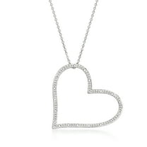 Ross-Simons 0.10 ct. t.w. Diamond Heart Pendant Necklace in Sterling Silver, Women's, Adult