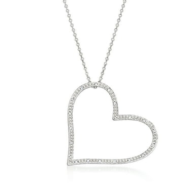 Ross-Simons 0.10 ct. t.w. Diamond Heart Pendant Necklace in Sterling Silver, Women's, Adult