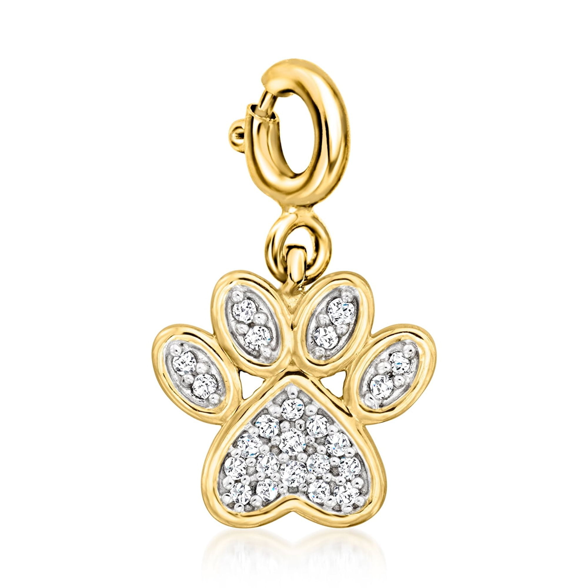 ROSS-SIMONS 0.10 ct. t.w. Diamond Paw Print Charm in 18kt Gold Over Sterling, Women's, Adult