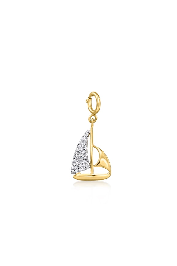 0.10 ct. t.w. Diamond Sailboat Charm in 18kt Gold Over Sterling, Women's, Adult