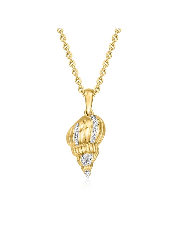 0.10 ct. t.w. Diamond Spiral Seashell Pendant Necklace in 18kt Gold Over Sterling, Women's, Adult