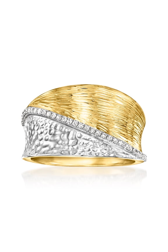 0.10 ct. t.w. Diamond Striped Ring in Sterling Silver and 18kt Gold Over Sterling, Women's, Adult