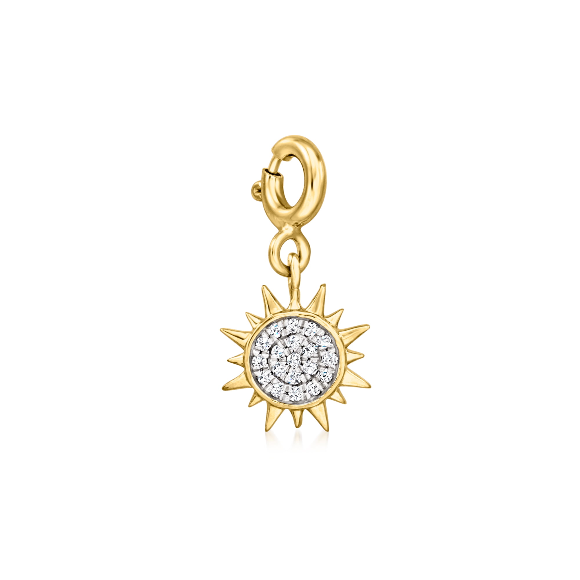Ross-Simons 0.10 ct. t.w. Diamond Sun Charm in 18kt Gold Over Sterling, Women's, Adult