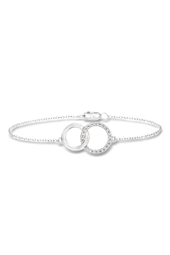 0.10 ct. t.w. Pave Diamond Double-Hoop Bracelet in Sterling Silver, Women's, Adult