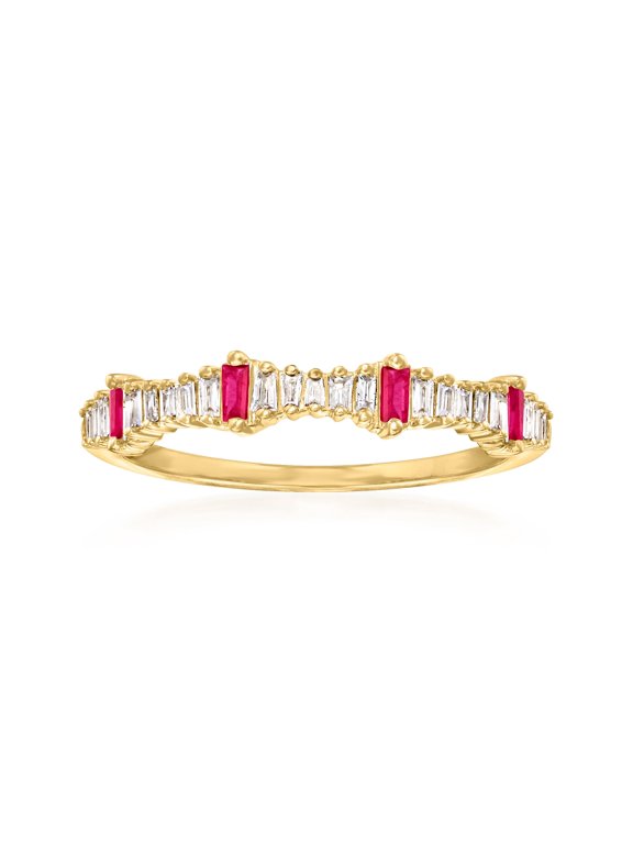 0.14 ct. t.w. Diamond and .10 ct. t.w. Ruby Stackable Ring in 14kt Yellow Gold, Women's, Adult