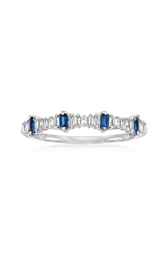 0.14 ct. t.w. Diamond and .10 ct. t.w. Sapphire Stackable Ring in 14kt White Gold, Women's, Adult