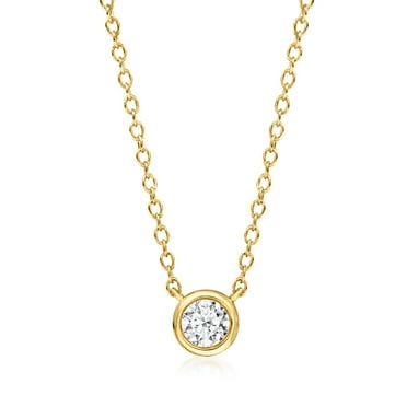 Ross-Simons 0.15 Carat Bezel-Set Lab-Grown Diamond Necklace in 18kt Gold Over Sterling, Women's, Adult