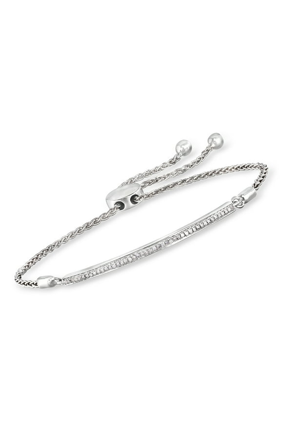 0.15 ct. t.w. Diamond Bar Bolo Bracelet in Sterling Silver, Women's, Adult