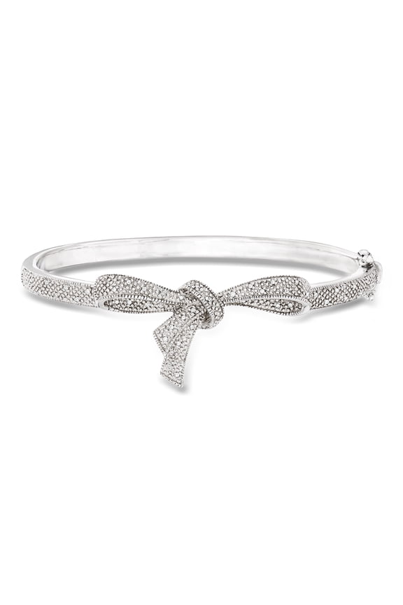 0.15 ct. t.w. Diamond Bow Bangle Bracelet in Sterling Silver, Women's, Adult