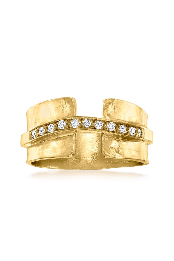 0.15 ct. t.w. Diamond Hammered Ring in 18kt Gold Over Sterling, Women's, Adult