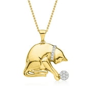 Ross-Simons 0.15 ct. t.w. Diamond Playing Cat Pendant Necklace in 18kt Gold Over Sterling, Womens, Adult
