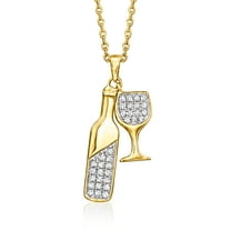 Ross-Simons 0.15 ct. t.w. Diamond Wine Bottle Necklace in 18kt Gold Over Sterling, Women's, Adult