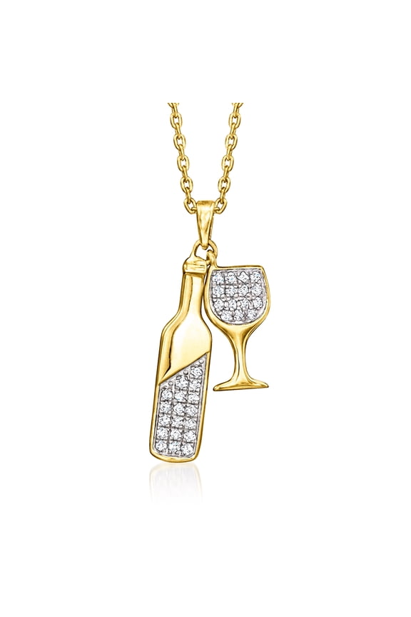0.15 ct. t.w. Diamond Wine Bottle Necklace in 18kt Gold Over Sterling, Women's, Adult
