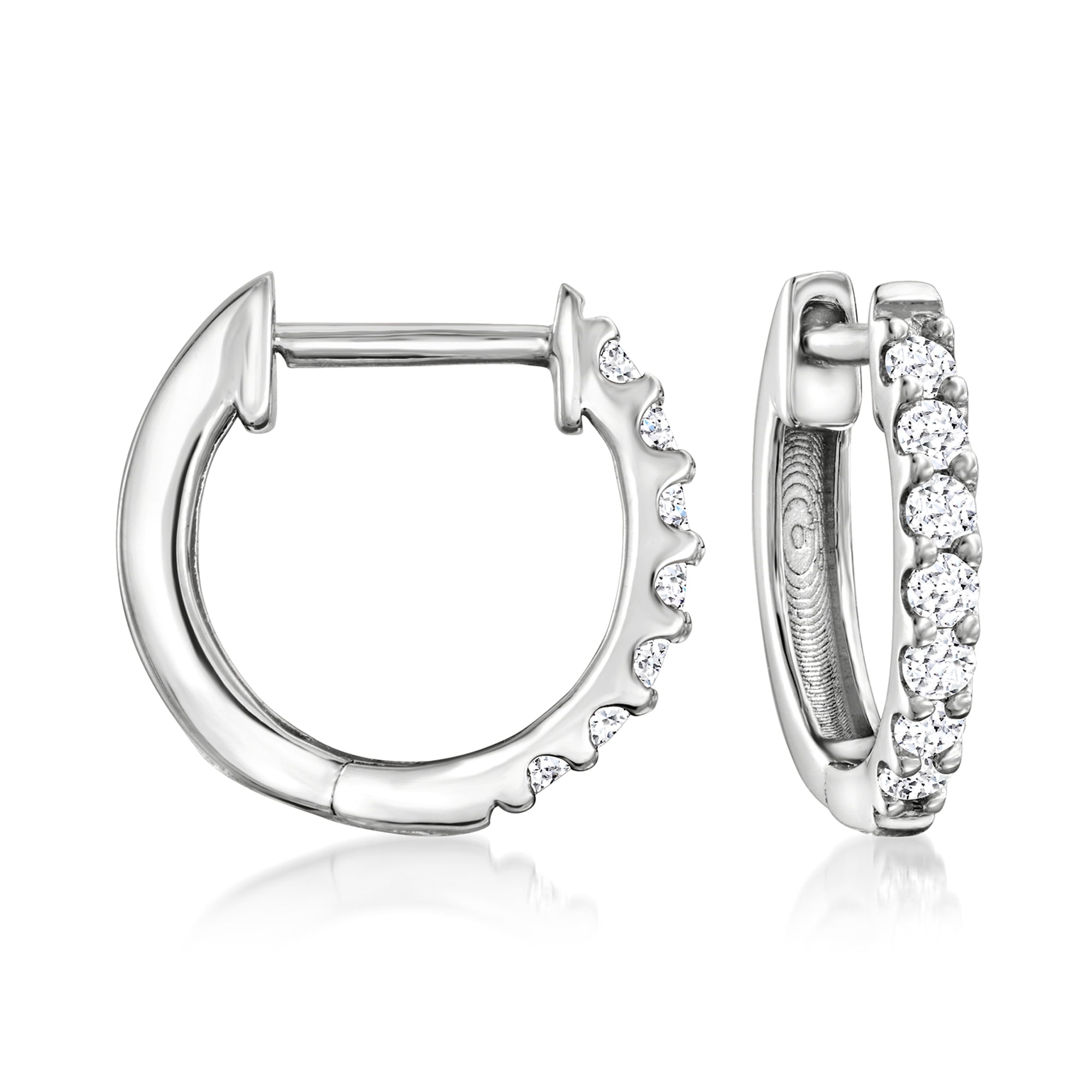 ROSS-SIMONS 0.15 ct. t.w. Lab-Grown Diamond Hoop Earrings in Sterling Silver, Women's, Adult