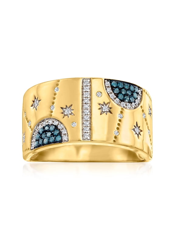 0.20 ct. t.w. Blue and White Diamond Celestial Ring in 18kt Gold Over Sterling, Women's, Adult