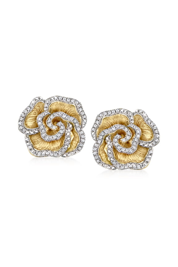 0.20 ct. t.w. Diamond Flower Earrings in 18kt Gold Over Sterling, Women's, Adult