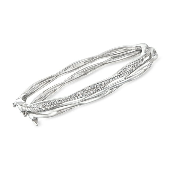 Ross-Simons 0.20 ct. t.w. Diamond Jewelry Set: 2 Twisted Bangle Bracelets in Sterling Silver, Women's, Adult