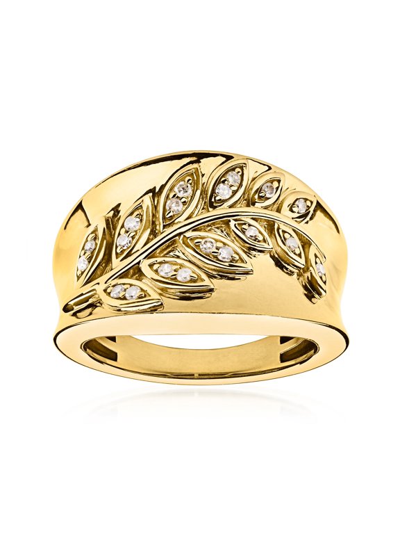 0.20 ct. t.w. Diamond Leaf Ring in 18kt Gold Over Sterling, Women's, Adult