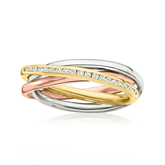 Ross-Simons 0.20 ct. t.w. Diamond Rolling Ring in Tri-Colored Sterling Silver, Women's, Adult