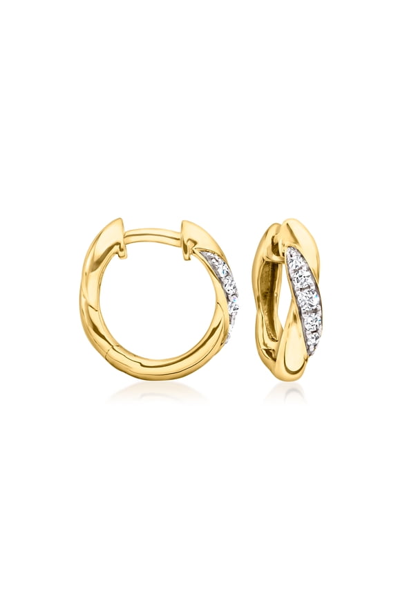 0.20 ct. t.w. Diamond Twisted Hoop Earrings in 18kt Gold Over Sterling, Women's, Adult