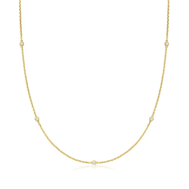 Ross-Simons 0.20 ct. t.w. Lab-Grown Diamond Station Necklace in 18kt Gold Over Sterling, Women's, Adult