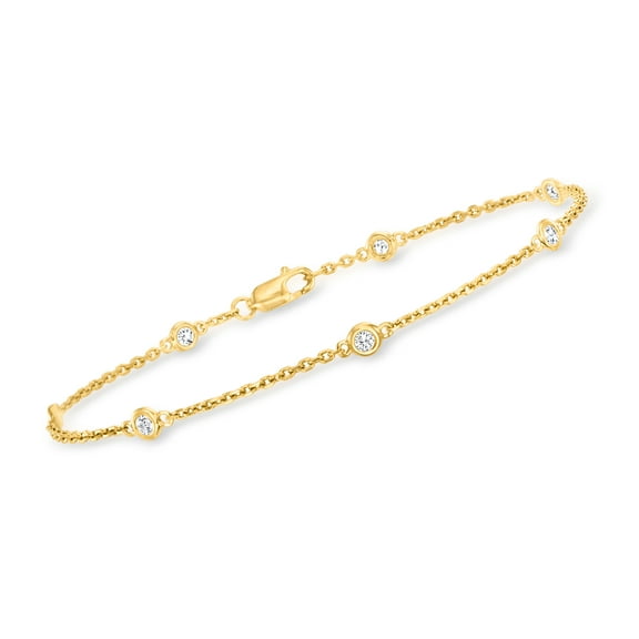 Ross-Simons 0.25 ct. t.w. Bezel-Set Diamond Station Bracelet in 18kt Gold Over Sterling, Women's, Adult