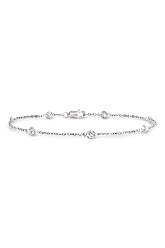 0.25 ct. t.w. Bezel-Set Diamond Station Bracelet in Sterling Silver, Women's, Adult