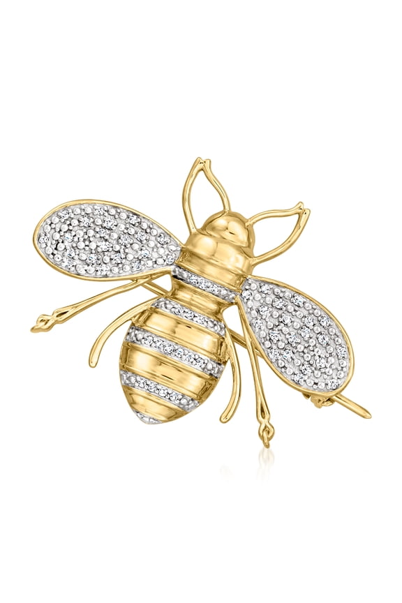 0.25 ct. t.w. Diamond Bumblebee Pin in 18kt Gold Over Sterling, Women's, Adult