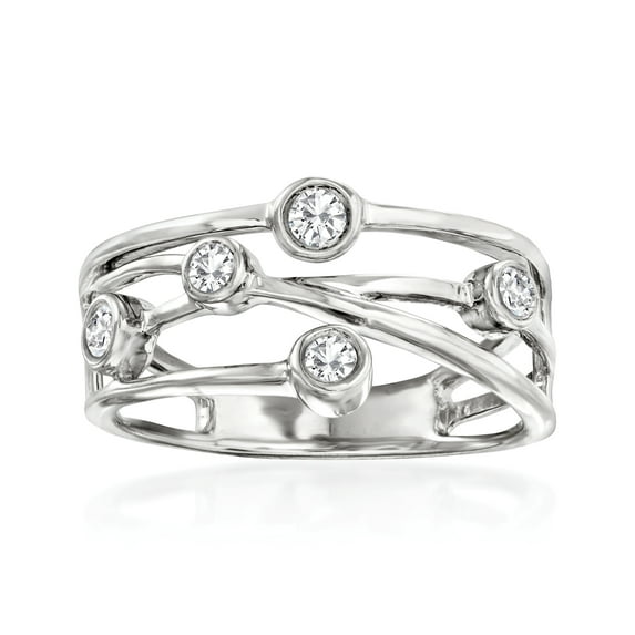 Ross-Simons 0.25 ct. t.w. Diamond Crisscross Ring in Sterling Silver, Women's, Adult