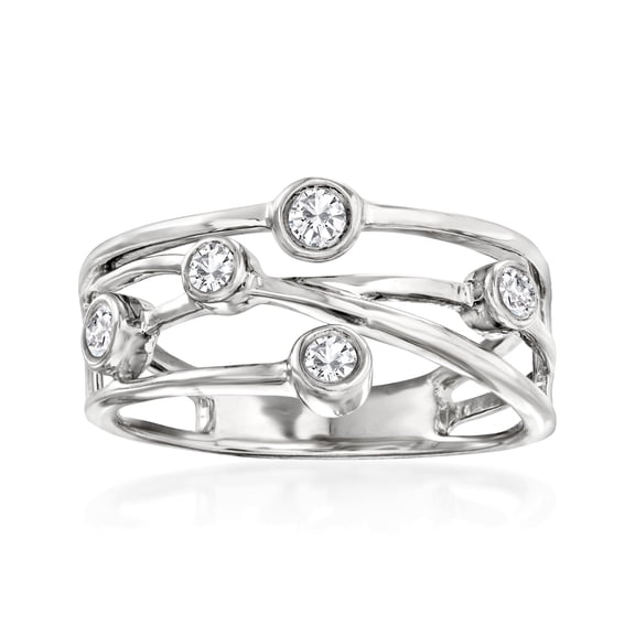 Ross-Simons 0.25 ct. t.w. Diamond Crisscross Ring in Sterling Silver, Women's, Adult