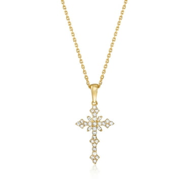 Ross-Simons 0.25 ct. t.w. Diamond Cross Pendant Necklace in 18kt Gold Over Sterling, Women's, Adult
