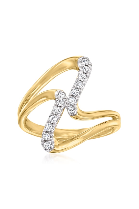 0.25 ct. t.w. Diamond Double-Wave Ring in 18kt Gold Over Sterling, Women's, Adult