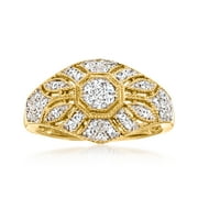 ROSS-SIMONS 0.25 ct. t.w. Diamond Floral Milgrain Vintage-Inspired Ring in 18kt Gold Over Sterling, Women's, Adult