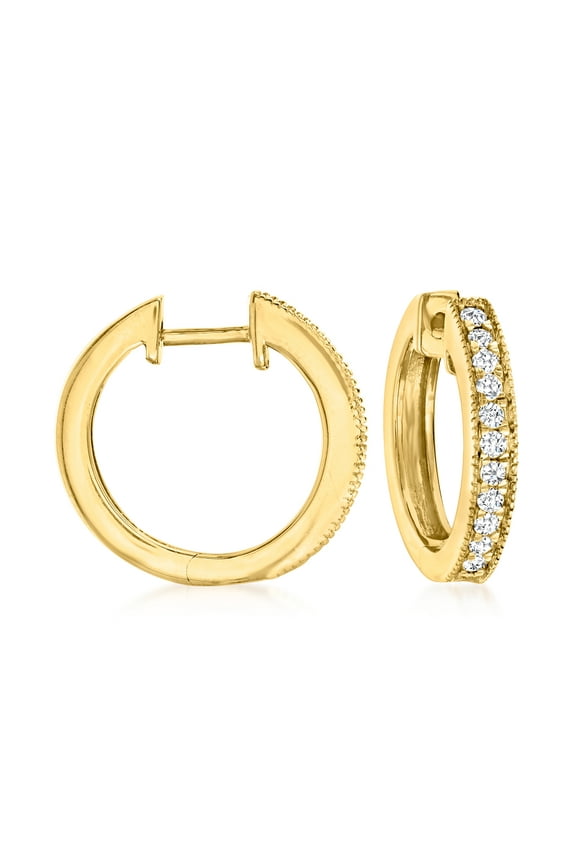 0.25 ct. t.w. Diamond Hoop Earrings With Beaded Edge in 18kt Gold Over Sterling, Women's, Adult