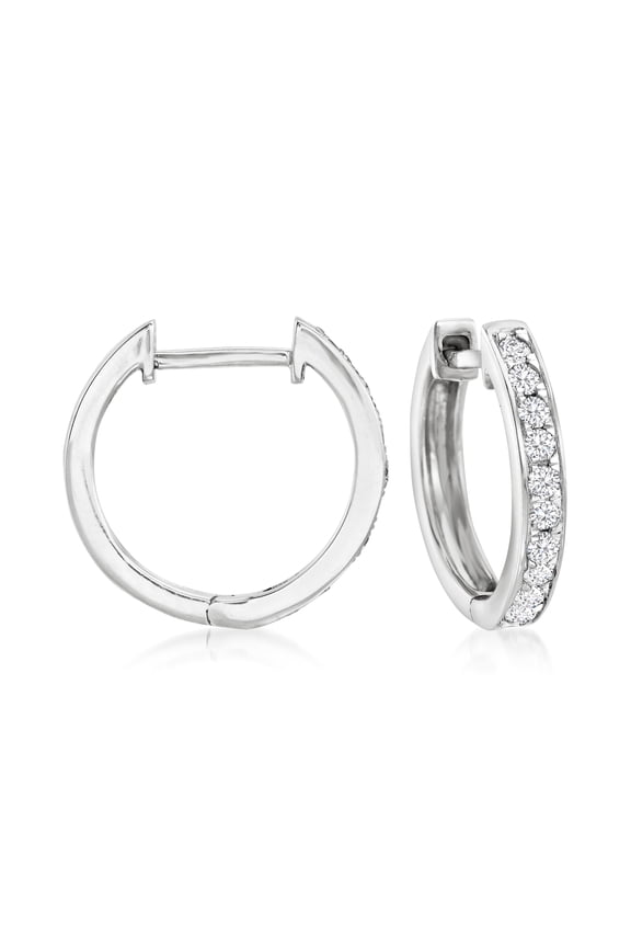 0.25 ct. t.w. Diamond Huggie Hoop Earrings in 14kt White Gold, Women's, Adult