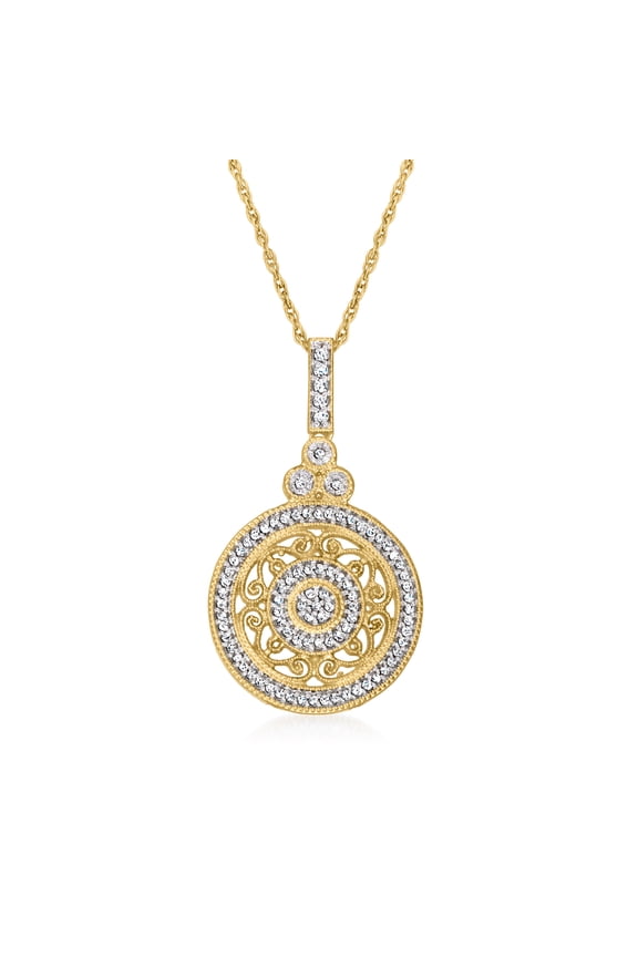 0.25 ct. t.w. Diamond Openwork Circle Pendant Necklace in 18kt Gold Over Sterling, Women's, Adult