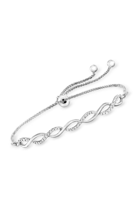 0.25 ct. t.w. Diamond Twist Bolo Bracelet in Sterling Silver, Women's, Adult