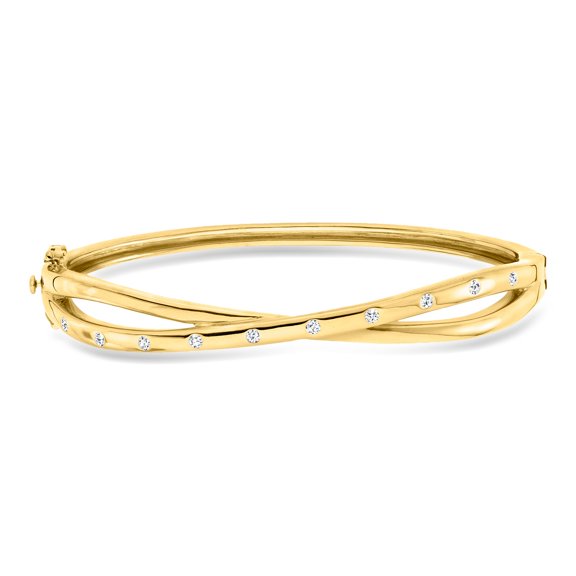 Ross-Simons 0.25 ct. t.w. Lab-Grown Diamond Crisscross Bangle Bracelet in 18kt Gold Over Sterling, Women's, Adult