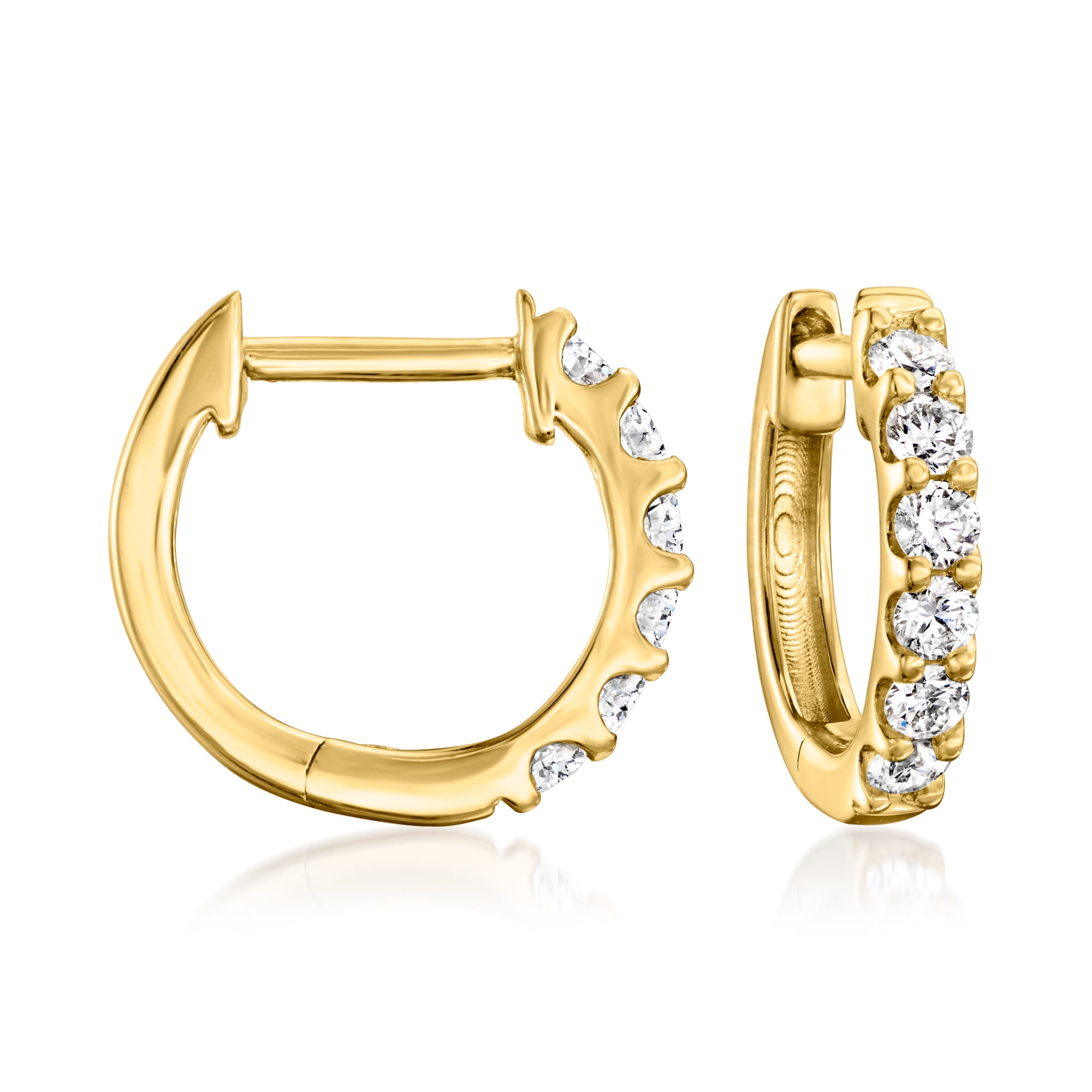 ROSS-SIMONS 0.25 ct. t.w. Lab-Grown Diamond Hoop Earrings in 18kt Gold Over Sterling, Women's, Adult