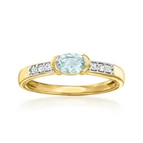 Ross-Simons 0.30 Carat Aquamarine and .10 ct. t.w. White Zircon Ring in 18kt Gold Over Sterling, Women's, Adult