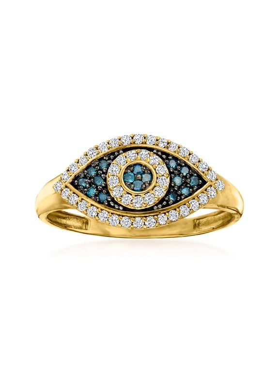 0.30 ct. t.w. Blue and White Diamond Evil Eye Ring in 14kt Yellow Gold, Women's, Adult