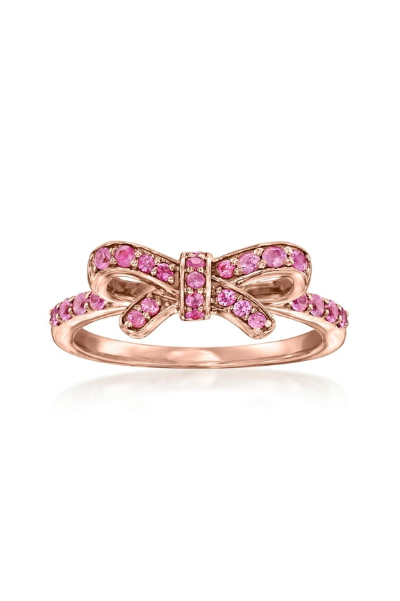 0.30 ct. t.w. Pink Sapphire Bow Ring in 18kt Rose Gold Over Sterling, Women's, Adult
