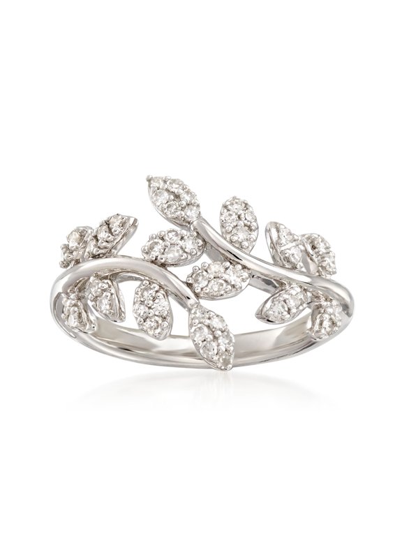 0.33 ct. t.w. Diamond Laurel Leaf Bypass Ring in Sterling Silver, Women's, Adult