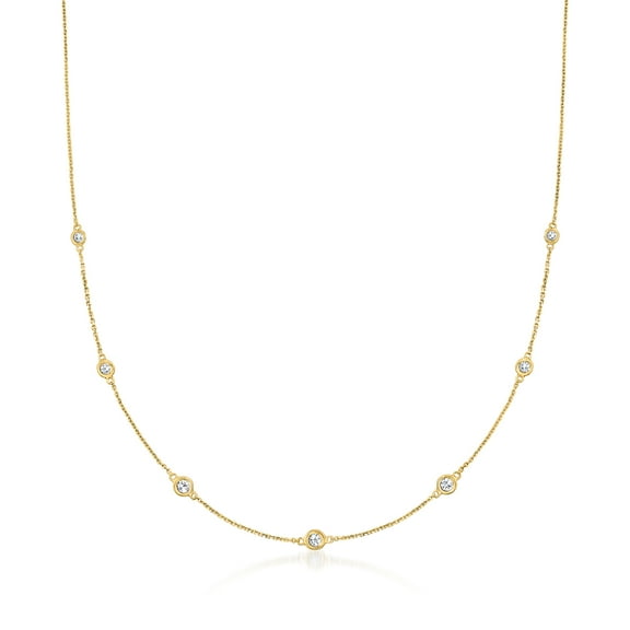 Ross-Simons 0.33 ct. t.w. Graduated Bezel-Set Diamond Station Necklace in 14kt Yellow Gold, Women's, Adult