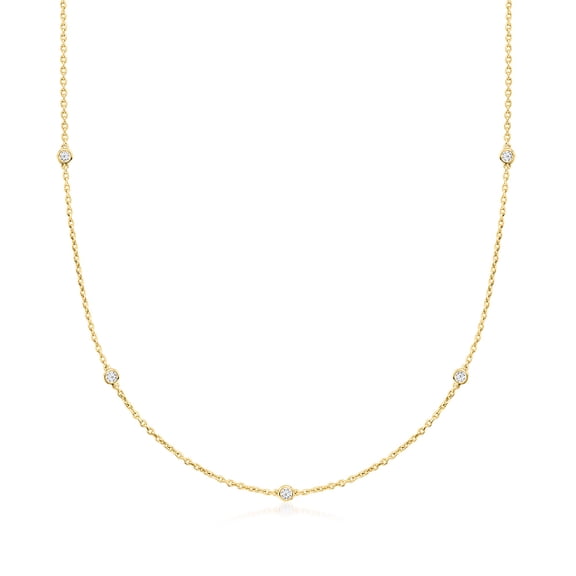 Ross-Simons 0.33 ct. t.w. Lab-Grown Diamond Station Necklace in 18kt Gold Over Sterling, Women's, Adult
